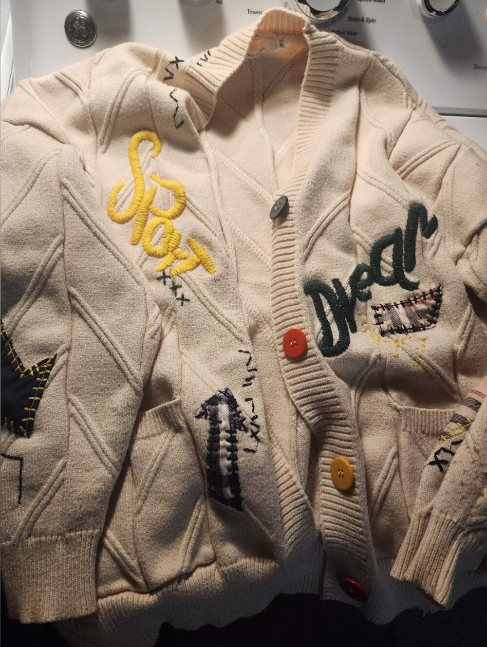 Women Cream Embroidered Cardigan Jacket - Unbranded